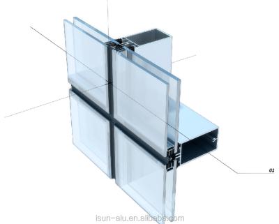 China Modern Exterior Aluminum Glass Curtain Wall System Cost Meter Building Material Building Glass Curtain Wall for sale