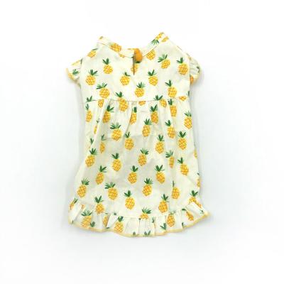 China 2019 Wholesale Yellow Cute Dog Skirt Pineapple Cat Dog Skirt Factory Direct Selling Fruit Print Fruit Summer Dress Viable Custom Clothes for sale