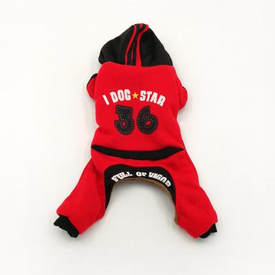 China Wholesale Viable Football Uniform Sports Uniform Dog Clothes Pet Fleece Warm Cool Red Warm Overalls For Larger Small Medium Dog for sale