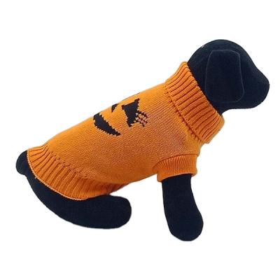 China Gorgeous Cute Comfortable Soft Funny Pumpkin Warm Sweater Clothes Dog Pet Collar Halloween Trick Folding Sweater for sale