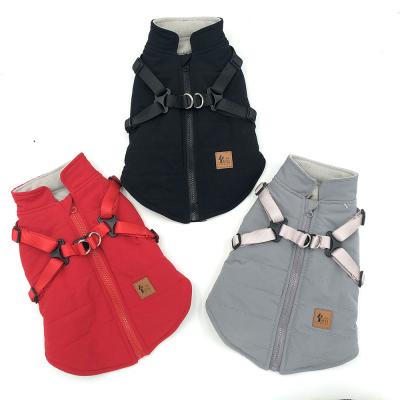 China Durable Dog Jacket With Harness Sports Apparel Fleece Jacket Fancy Zipper For Running Training Walking Soft Safe Material for sale