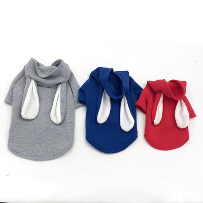 China 2019 Cute Factory Custom Made Dog Cat Pet Puppy Apparel Hoodie Designer Dog Apparel Rabbit Ear Red Blue Gray Viable for sale