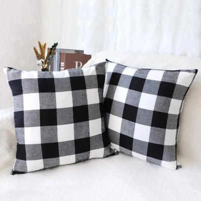 China Wholesale Manufacturers Overseas Hot Selling Red Christmas Plaid Pillow Case Household Goods Anti-static Sofa Pillow Christmas Cushion for sale