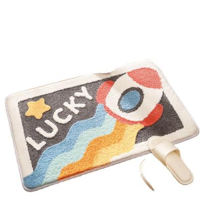 China Farmhouse Factory Sale Luxury Printed Kids Anti Slip Rainbow Fluffy Floor Cover Bath Mat Carpet For Bathroom Door Mat Carpet For Bathroom for sale