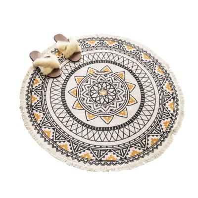 China Nordic Cotton And Canvas Round Living Room Sofa Tea Table Mat Bohemian Machine Washabe Carpet Bedroom Retro Popular Bed Carpet for sale