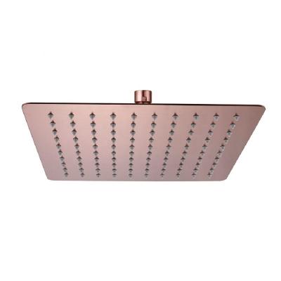 China Without Needles JAEE Hot Sale 8 Inch Ultra Thin Square Stainless Steel Rainfall Shower Head Brushed Rose Gold Overhead Shower Head for sale