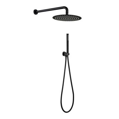 China Without Sliding Bar JAEE Luxury In-wall Mounted 304 Stainless Steel Matt Black Concealed Round Shower Set for sale