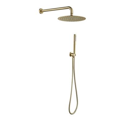 China Without Slide Bar JAEE Wholesale In-Wall Concealed Shower Mixer Faucets Set Rainfall Shower System Brushed Gold Stainless Steel Shower Set for sale