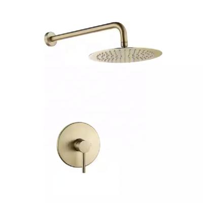 China Without Slide Bar JAEE SS304 High Quality Brushed Gold Rain Shower Set Bathroom Shower Set Luxury Concealed Shower Head for sale