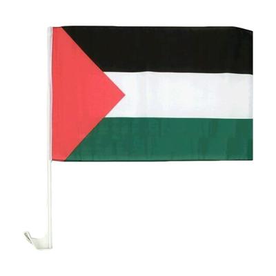 China Custom Cheap Custom Printing Polyester Car Window Palestine Car Flags With Plastic Rod for sale