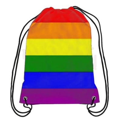 China Lgbt Lgbtq Gay Pride Waterproof Cheap Cotton Net Mermaid Drawstring Rainbow Clear Backpack for sale