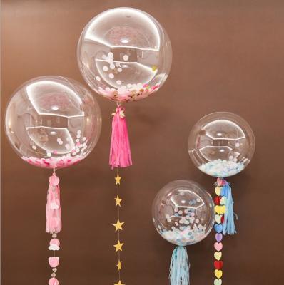 China Party Hot Selling 10 18 24 36 Inch Stretchable Clear Transparent Round Plastic Bobo Bubble Balloons For Party Decoration for sale