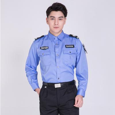 China Guard Long Sleeve Shirt With Epaulet Design Custom Blue Security Uniform Shirts for sale