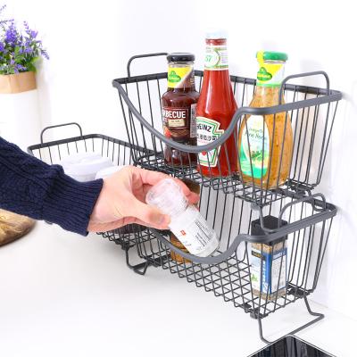 China Sustainable High End Metal Kitchen Storage Spice Bottle Wire Shelf Folding Table Snack Basket for sale