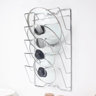 China Wholesale Quick Metal Wall Mounted Kitchen Pot Lid Rack Country Shipping Pot Cover Rack Hanging Rack for sale