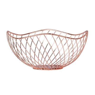 China Creative Workable Fruit Basket Countertops Iron Gold Plated Lotus Shape Vegetable Mesh Metal Bowl Kitchen Storage Wire Fruit Basket for sale