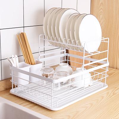 China Fast Shipping Kitchen Dish Drying Storage Rack Adjustable Chrome Plated Dish Drain White Panel With Wood Handle for sale