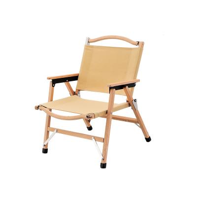 China Good Quality Canvas Wooden Camping Single Folding Kermit Chair Relaxing Beach Chair for sale