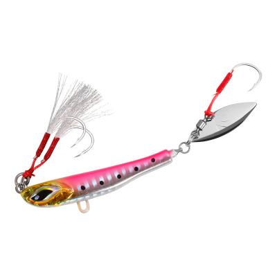 China 3D Eye Japan Quality Saltwater Fishing Lures Luminous Metal Mini Jig Lure With Spinner Spoon for sale