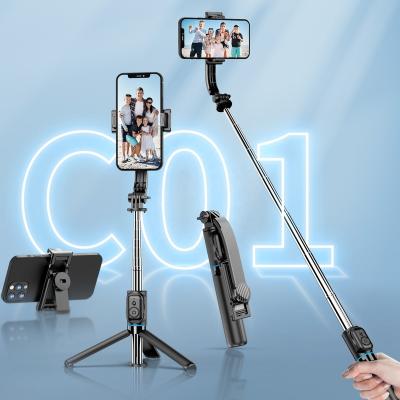 China New C01 Wireless Selfie Stick Selfie Sticks Blue-tooth Tripod 3 in 1 with Detachable Phone Holder for Smartphone One Selfie Stick for sale