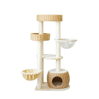 China 2022 High quality170cm cat climbing frame sisal rope rattan cat house tower cat tree from viable interactive toy for sale