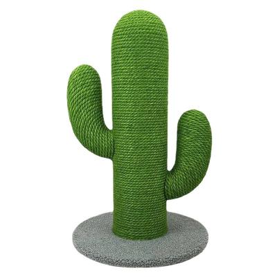 China 2022 Sustainable Cat Products Cactus Sisal Scratch Board Green Cat Tree With Belt Furret Plush Base for sale