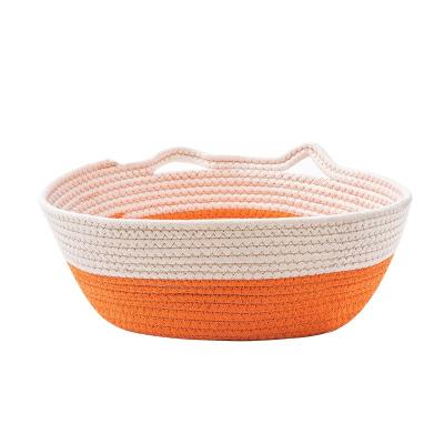 China 2022 Warmer Pet Bed Products Success Woven Basket Cat Dog House Bed Sustainable Cotton Rope Washable Soft Pet Bed for sale