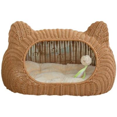 China Direct Selling Viable Plastic PE Factory Pet Bed Cat House Daybed Waterproof Luxury Pet Dog Bed Rattan Hand Wash Customize OEM ODM for sale