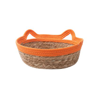 China Luxury Cat Nest Rattan Woven Bed Cat Nest Grass Cat Bed Viable Cotton Rope Pets and Pet Accessories for sale