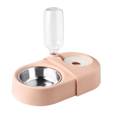 China Modern Dual Dog Cat Feeder Automatic Cat BowlsPet Dog Cat Feeder Automatic Drinking Bottle Hot Selling Bowl for sale