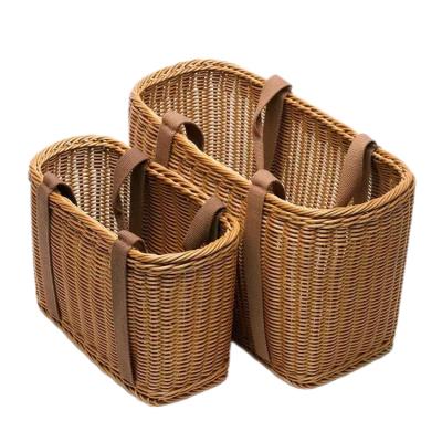 China New sustainable hot sale kitchen storage basket rattan vegetable storage woven olastic shopping basket for sale