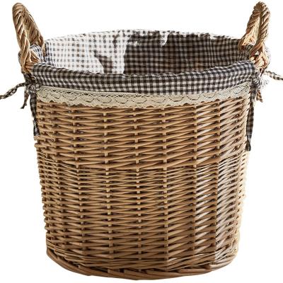 China Wholesale American pastoral household rattan storage Japanese style clothes wicker woven laundry basket for storage and laundry for sale