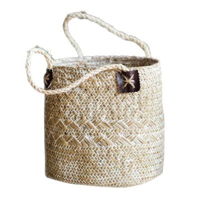 China Hot Selling Foldable Storage Handwoven Basket Belly Corrosion Resistance Vegetable Plankton Tree Flower Pot Plant Basket Small for sale