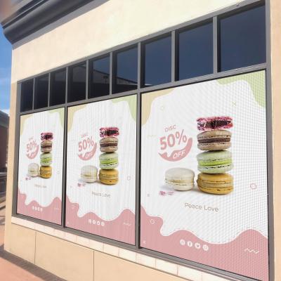 China Decorative Self Adhesive Vision Mesh Window Screen Sticker One Way Window Sticker Dessert Store for sale