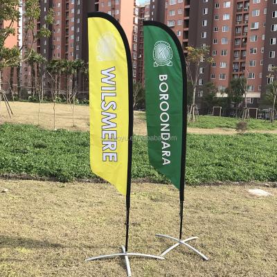 China Custom Printed Feather FLYING Swooper Advertising Pole Flag with Cross Base for sale