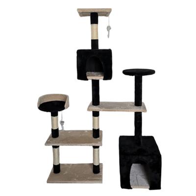 China Various promotional goods stocked using the high quality wood Cat Scratcher Tree Tower black for sale