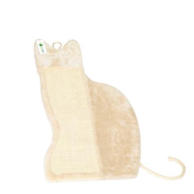 China Relipet Material Cat Shape Cat Toy Scratcher Board Cute Natural Scratch Stocked Mat With Hang Ball for sale