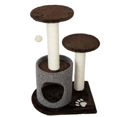 China Relipet RL17345 Hot-selling Sustainable Activity Cat Toys Cat Scratching Tower Pet with One Solid Cave and Two Platform for sale