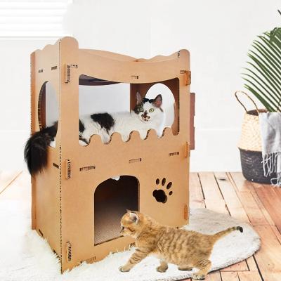 China Relipet Stocked Cat House Cat Scratch Board Large Size Wrinkled Frame Cat Villa To Rise for sale