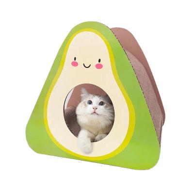 China Wholesale Stocked Cat Toy Avocado Cat Scratch Board Eco-Friendly Relipet Toys Corrugated Paper Post Cat Scratching Toy for sale