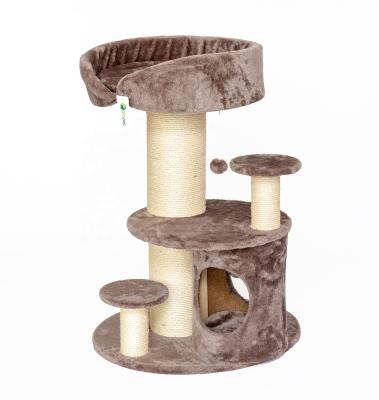 China Relipet RL18448 Popular Cat Tree Luxury Plush Cushion Viable Style New Three Layers In Cave Cat Tree Modern for sale