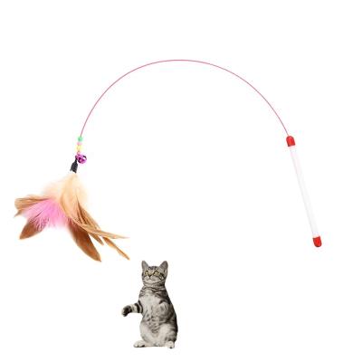 China Funny Eco-Friendly Stocked Cat Toys Cat Teaser Cat Feather Pet Cat Magic Wand With Puzzle Stick Toys for sale