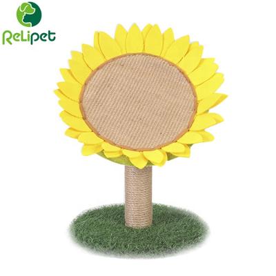 China Stocked New Product Sunflower Cat Scratcher With Artificial Grass Hot Selling High Quality Board for sale