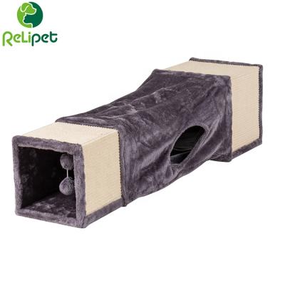 China Special Hot Selling High Quality Stocked Flodable Pet Toy Cat Scratcher Tunnel With Scratching Sisal Mat for sale