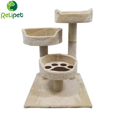 China Stocked Widely Used Interactive Pole Of Special Design Cat Scratcher With One Sisal And Three Plush Poles for sale