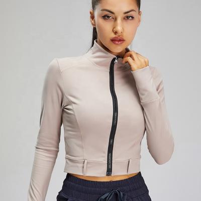 China Breathable Zipper Top Woman Yoga Coat Vertical Collar Slim Cool Sports Jacket for sale