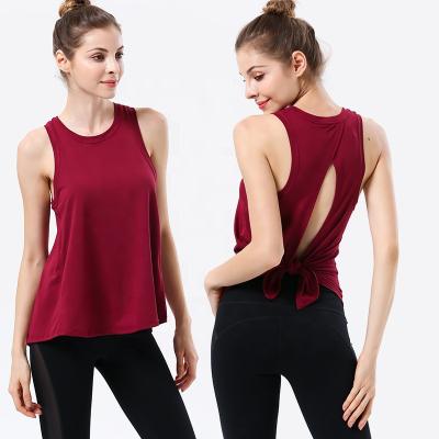 China 2021 New Yoga Antibacterial Sports Tank Tops Women's Fitness Sports Yoga Sleeveless Back Shirts Beautiful Tops for sale