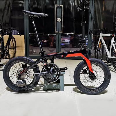 China Carbon fiber 20 inch carbon fiber folding bike bicycle portable bikes with double disc brake and aluminum alloy rim for sale