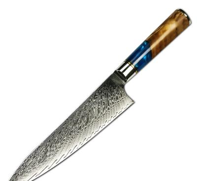 China 2022 Hot Selling Wholesale Hot Selling Damascus Resin Blue Handle Kitchen Chef Knife Viable Stainless Steel Chef Knives Knife for sale