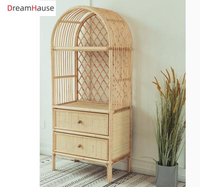 China Nordic Storage Dreamhause Real Rattan Rattan Shelf Bookcase Display Cabinet Closet Locker Home Furniture Living Room Real for sale